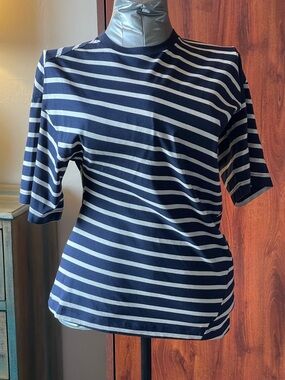 NWT J. Crew Navy and White Striped Short Sleeve Crewneck Tee